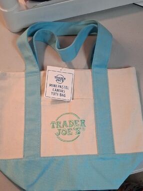 Trader Joe's Mini Pastel Canvas Tote Bag